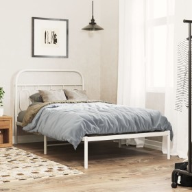 vidaXL Bettgestell mit Kopfteil Metall Weiß 100x200 cm