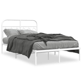 vidaXL Bettgestell mit Kopfteil Metall Weiß 120x190 cm