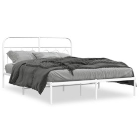vidaXL Bettgestell mit Kopfteil Metall Weiß 150x200 cm