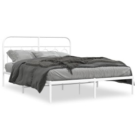 vidaXL Bettgestell mit Kopfteil Metall Weiß 150x200 cm