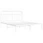 vidaXL Bettgestell mit Kopfteil Metall Weiß 150x200 cm vidaXL Bettgestell mit Kopfteil Metall Weiß 150x200 cm