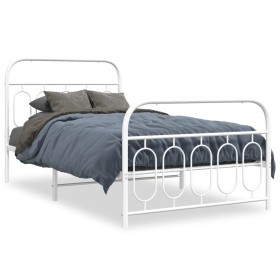 vidaXL Bettgestell mit Kopf- und Fußteil Metall Weiß 107x203 cm