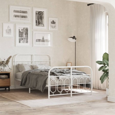vidaXL Bettgestell mit Kopf- und Fußteil Metall Weiß 120x200 cm