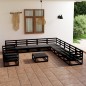 12-tlg. Garten-Lounge-Set Schwarz Massivholz Kiefer 12-tlg. Garten-Lounge-Set Schwarz Massivholz Kiefer