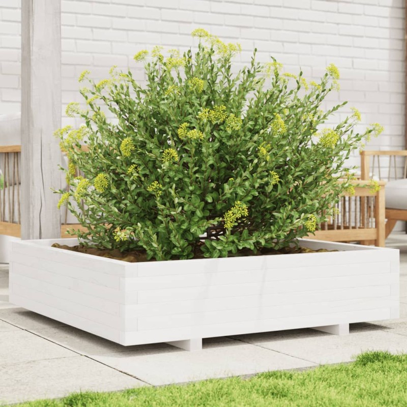 vidaXL Pflanzkübel Weiß 100x100x26,5 cm Massivholz Kiefer vidaXL Pflanzkübel Weiß 100x100x26,5 cm Massivholz Kiefer