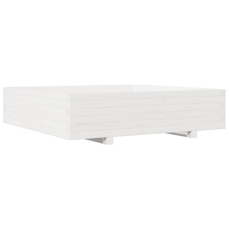 vidaXL Pflanzkübel Weiß 100x100x26,5 cm Massivholz Kiefer