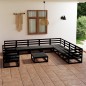 11-tlg. Garten-Lounge-Set Schwarz Massivholz Kiefer 11-tlg. Garten-Lounge-Set Schwarz Massivholz Kiefer
