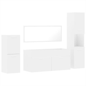 vidaXL 4-tlg. Badmöbel-Set Weiß Holzwerkstoff