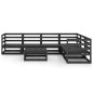 7-tlg. Garten-Lounge-Set Schwarz Massivholz Kiefer 7-tlg. Garten-Lounge-Set Schwarz Massivholz Kiefer