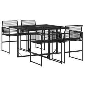 vidaXL 5-tlg. Garten-Essgruppe Schwarz Poly Rattan