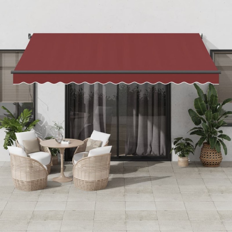 vidaXL Markise Manuell mit LED Weinrot 400x350 cm vidaXL Markise Manuell mit LED Weinrot 400x350 cm