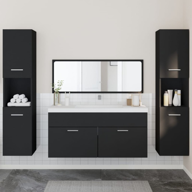 vidaXL 4-tlg. Badmöbel-Set Schwarz Holzwerkstoff vidaXL 4-tlg. Badmöbel-Set Schwarz Holzwerkstoff