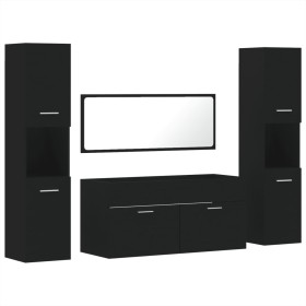 vidaXL 4-tlg. Badmöbel-Set Schwarz Holzwerkstoff