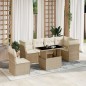vidaXL 7-tlg. Garten-Sofagarnitur mit Kissen Beige Poly Rattan vidaXL 7-tlg. Garten-Sofagarnitur mit Kissen Beige Poly Rattan