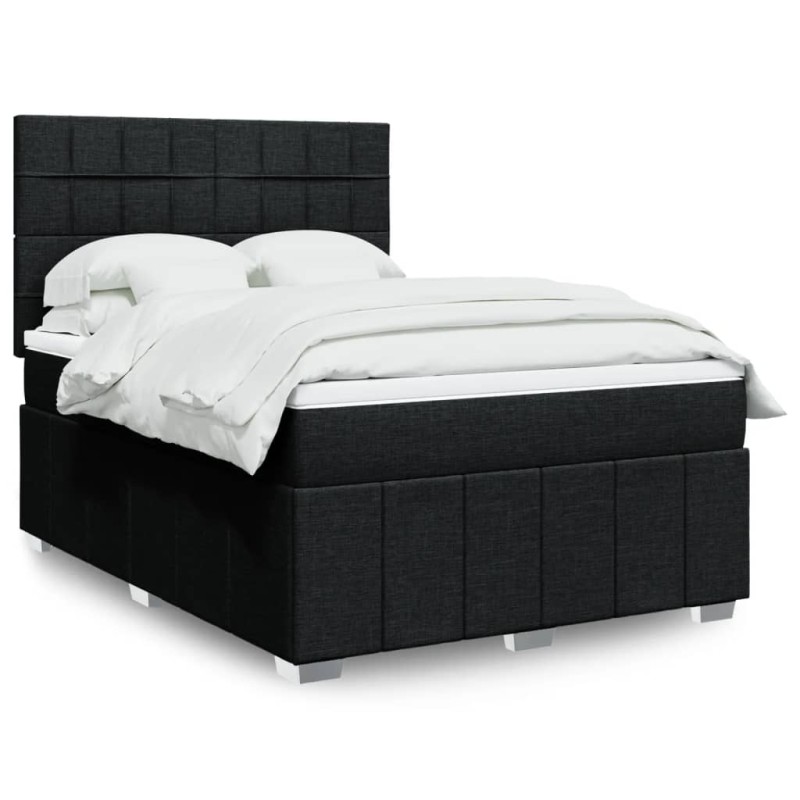 vidaXL Boxspringbett mit Matratze Schwarz 140x200 cm Stoff vidaXL Boxspringbett mit Matratze Schwarz 140x200 cm Stoff