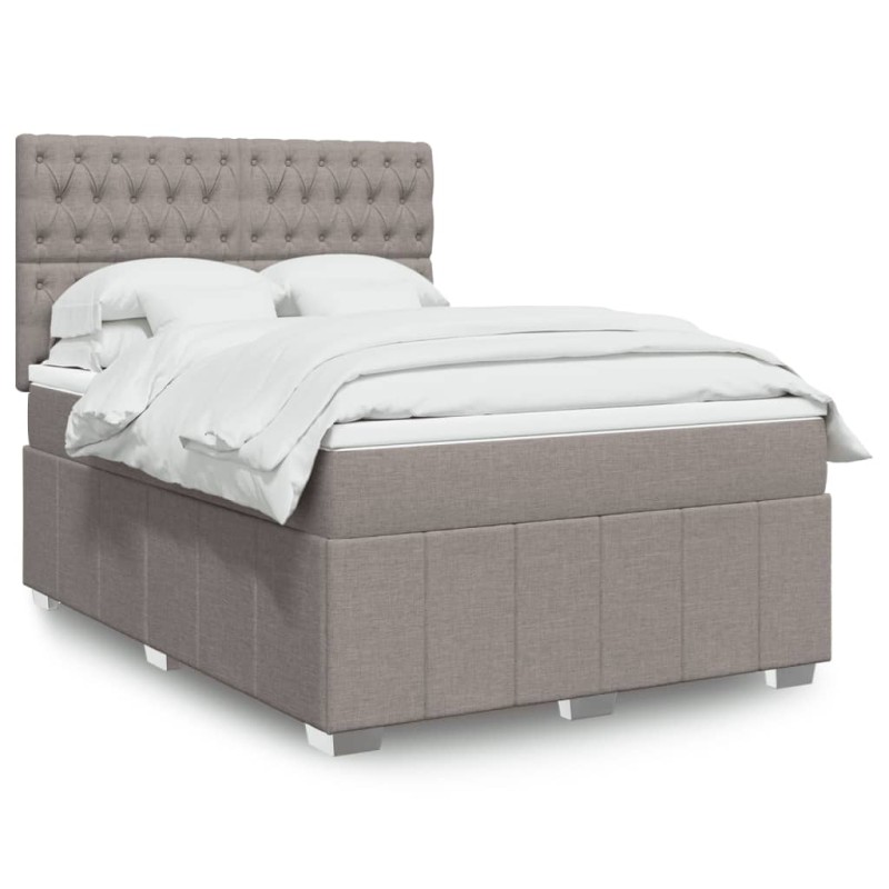 vidaXL Boxspringbett mit Matratze Taupe 140x200 cm Stoff vidaXL Boxspringbett mit Matratze Taupe 140x200 cm Stoff