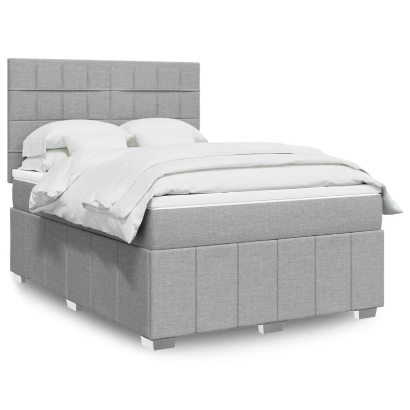 vidaXL Boxspringbett mit Matratze Hellgrau 140x200 cm Stoff vidaXL Boxspringbett mit Matratze Hellgrau 140x200 cm Stoff