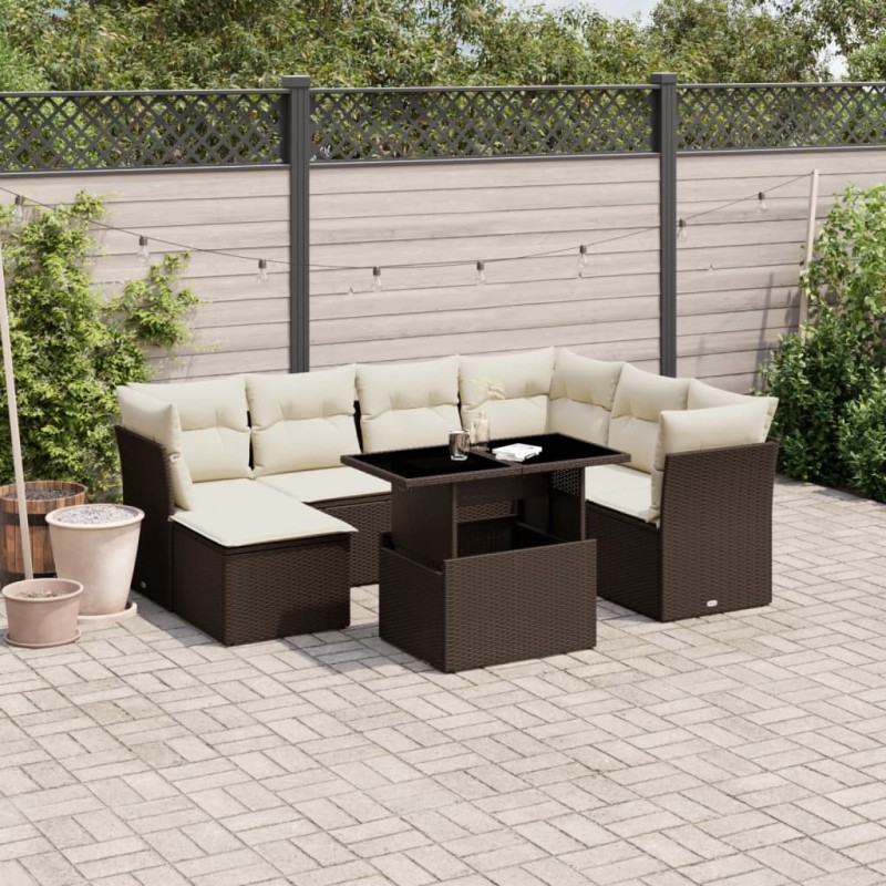 vidaXL 8-tlg. Garten-Sofagarnitur mit Kissen Braun Poly Rattan vidaXL 8-tlg. Garten-Sofagarnitur mit Kissen Braun Poly Rattan