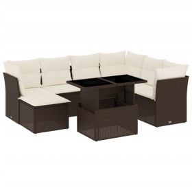 vidaXL 8-tlg. Garten-Sofagarnitur mit Kissen Braun Poly Rattan