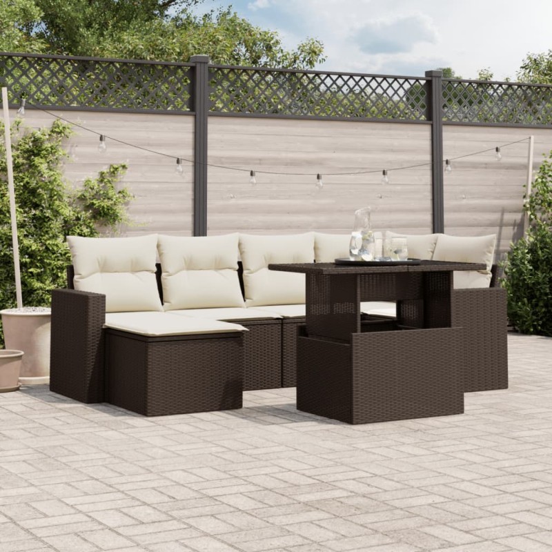 vidaXL 7-tlg. Garten-Sofagarnitur mit Kissen Braun Poly Rattan vidaXL 7-tlg. Garten-Sofagarnitur mit Kissen Braun Poly Rattan