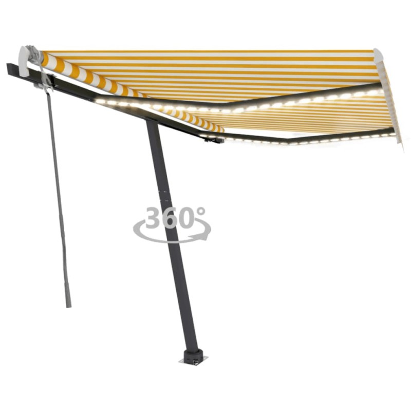 Gelenkarmmarkise mit LED 300x250 cm Gelb und Weiß Gelenkarmmarkise mit LED 300x250 cm Gelb und Weiß