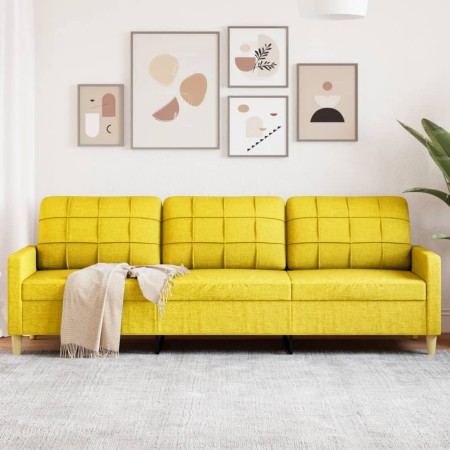 vidaXL 3-Sitzer-Sofa Hellgelb 210 cm Stoff