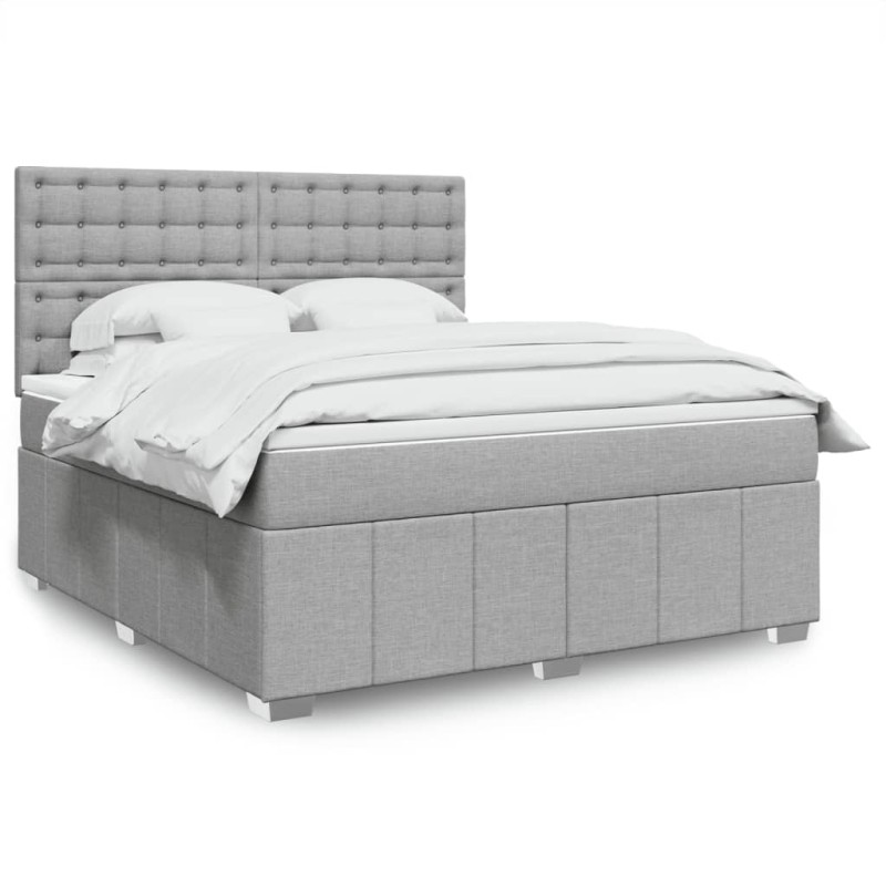 vidaXL Boxspringbett mit Matratze Hellgrau 180x200 cm Stoff vidaXL Boxspringbett mit Matratze Hellgrau 180x200 cm Stoff