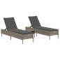 vidaXL 3-tlg. Sonnenliegen-Set mit Auflage Grau Poly Rattan vidaXL 3-tlg. Sonnenliegen-Set mit Auflage Grau Poly Rattan