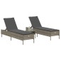 vidaXL 3-tlg. Sonnenliegen-Set mit Auflage Grau Poly Rattan vidaXL 3-tlg. Sonnenliegen-Set mit Auflage Grau Poly Rattan