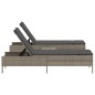 vidaXL 3-tlg. Sonnenliegen-Set mit Auflage Grau Poly Rattan vidaXL 3-tlg. Sonnenliegen-Set mit Auflage Grau Poly Rattan