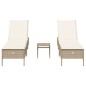 vidaXL 3-tlg. Sonnenliegen-Set mit Auflage Beige Poly Rattan vidaXL 3-tlg. Sonnenliegen-Set mit Auflage Beige Poly Rattan