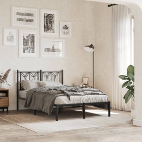 vidaXL Bettgestell mit Kopfteil Metall Schwarz 120x190 cm