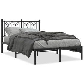 vidaXL Bettgestell mit Kopfteil Metall Schwarz 120x190 cm