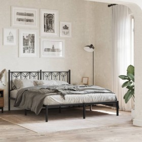 vidaXL Bettgestell mit Kopfteil Metall Schwarz 160x200 cm