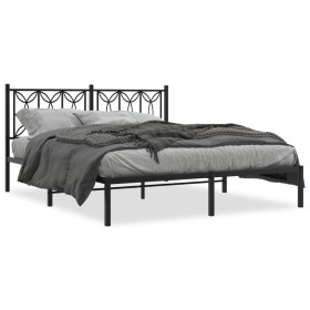 vidaXL Bettgestell mit Kopfteil Metall Schwarz 160x200 cm