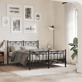 vidaXL Bettgestell mit Kopf- und Fußteil Metall Schwarz 140x190 cm
