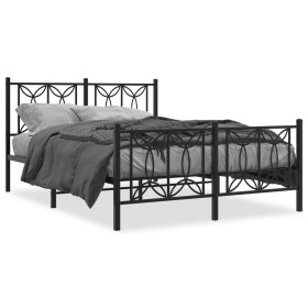 vidaXL Bettgestell mit Kopf- und Fußteil Metall Schwarz 140x190 cm