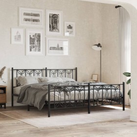 vidaXL Metallbett ohne Matratze mit Fußteil Schwarz 180x200 cm