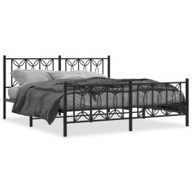 vidaXL Metallbett ohne Matratze mit Fußteil Schwarz 180x200 cm