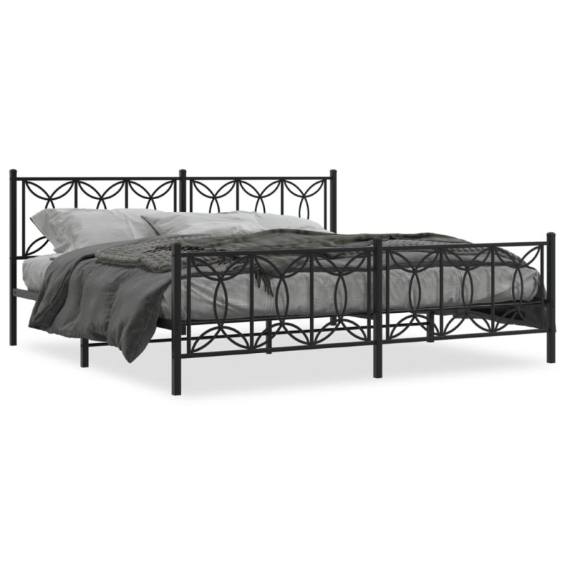 vidaXL Bettgestell mit Kopf- und Fußteil Metall Schwarz 193x203 cm vidaXL Bettgestell mit Kopf- und Fußteil Metall Schwarz 193x203 cm