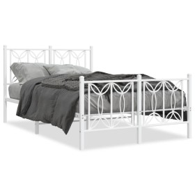 vidaXL Bettgestell mit Kopf- und Fußteil Metall Weiß 120x190 cm