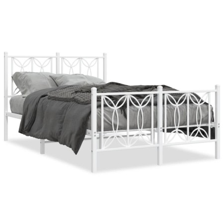 vidaXL Bettgestell mit Kopf- und Fußteil Metall Weiß 120x190 cm