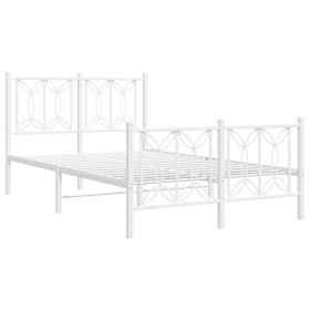 vidaXL Bettgestell mit Kopf- und Fußteil Metall Weiß 120x190 cm