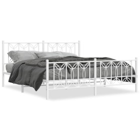 vidaXL Bettgestell mit Kopf- und Fußteil Metall Weiß 183x213 cm