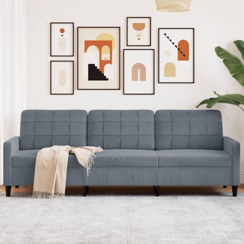 vidaXL 3-Sitzer-Sofa Dunkelgrau 210 cm Samt vidaXL 3-Sitzer-Sofa Dunkelgrau 210 cm Samt
