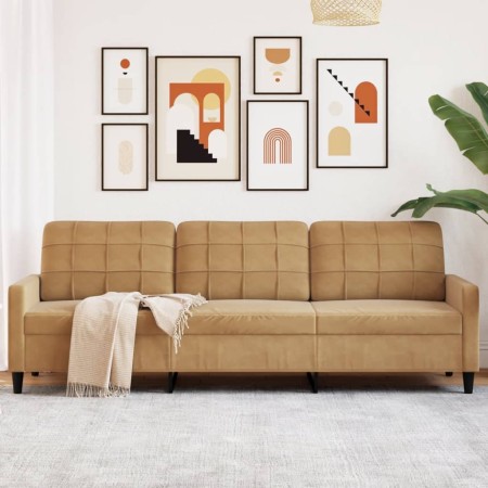 vidaXL 3-Sitzer-Sofa Braun 210 cm Samt