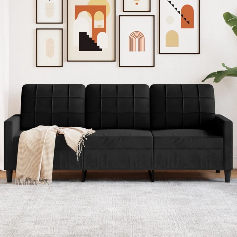 vidaXL 3-Sitzer-Sofa Schwarz 180 cm Samt vidaXL 3-Sitzer-Sofa Schwarz 180 cm Samt