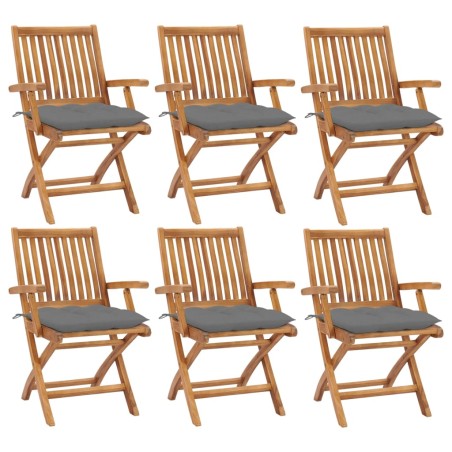 vidaXL Klappbare Gartenstühle mit Kissen 6 Stk. Massivholz Teak