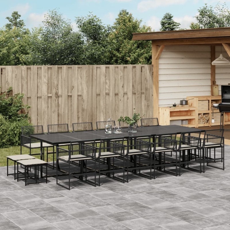 vidaXL 17-tlg. Garten-Essgruppe mit Kissen Schwarz Poly Rattan vidaXL 17-tlg. Garten-Essgruppe mit Kissen Schwarz Poly Rattan