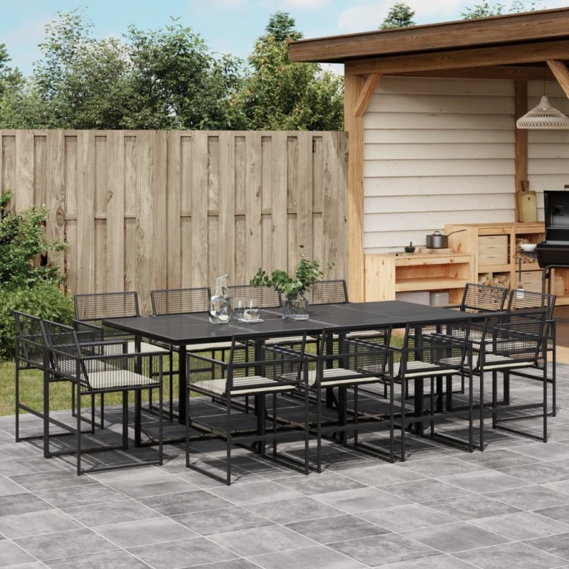vidaXL 13-tlg. Garten-Essgruppe mit Kissen Schwarz Poly Rattan vidaXL 13-tlg. Garten-Essgruppe mit Kissen Schwarz Poly Rattan